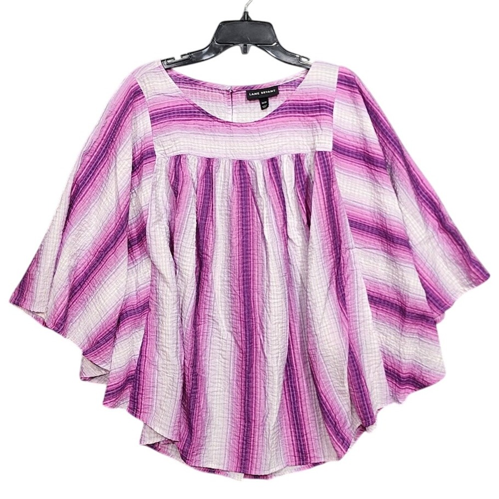 Lane Bryant Top ¾ Kimono Bell Sleeves‎ Blouse Women's 18 20 Striped Fairy Whimsy